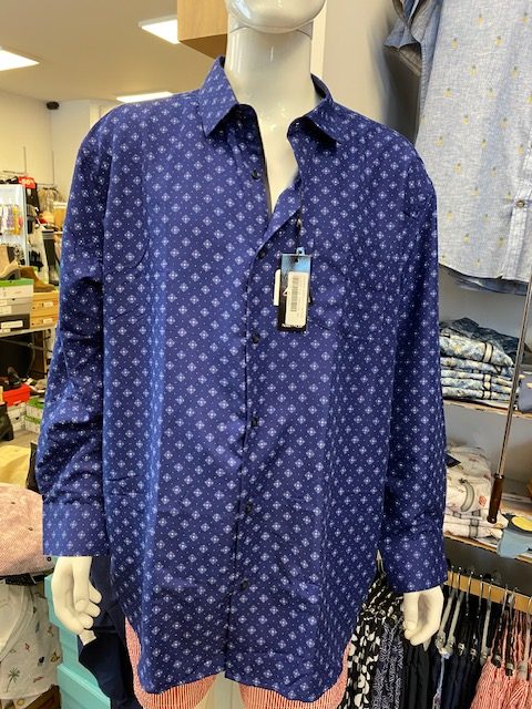 BLACK ICE CHEMISE MANCHE LONGUE BLEUE FONCÉE IMPRIMÉ BLANC