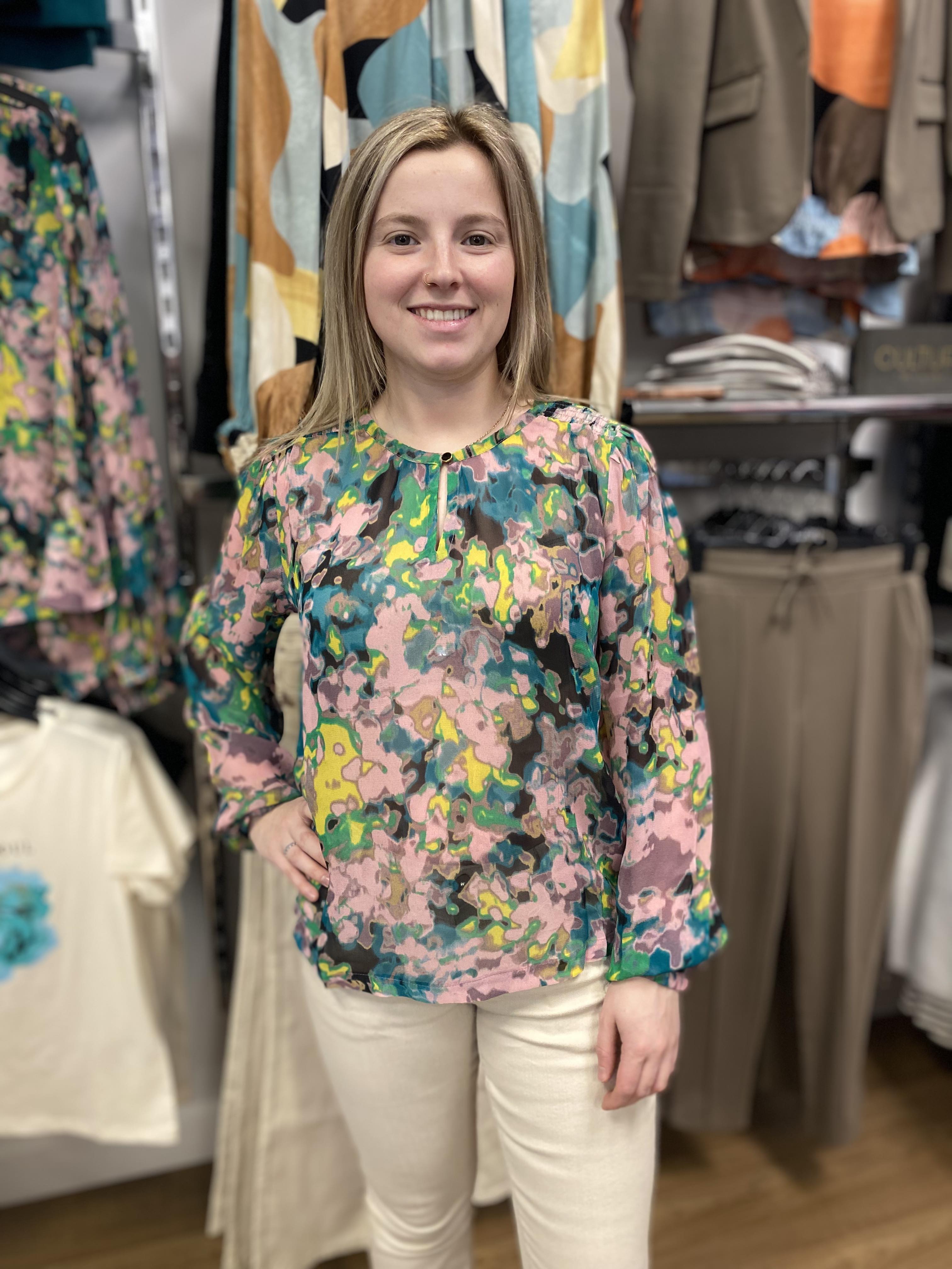 CREAM BIRGITTA BLOUSE MULTI COLOR PRINT
