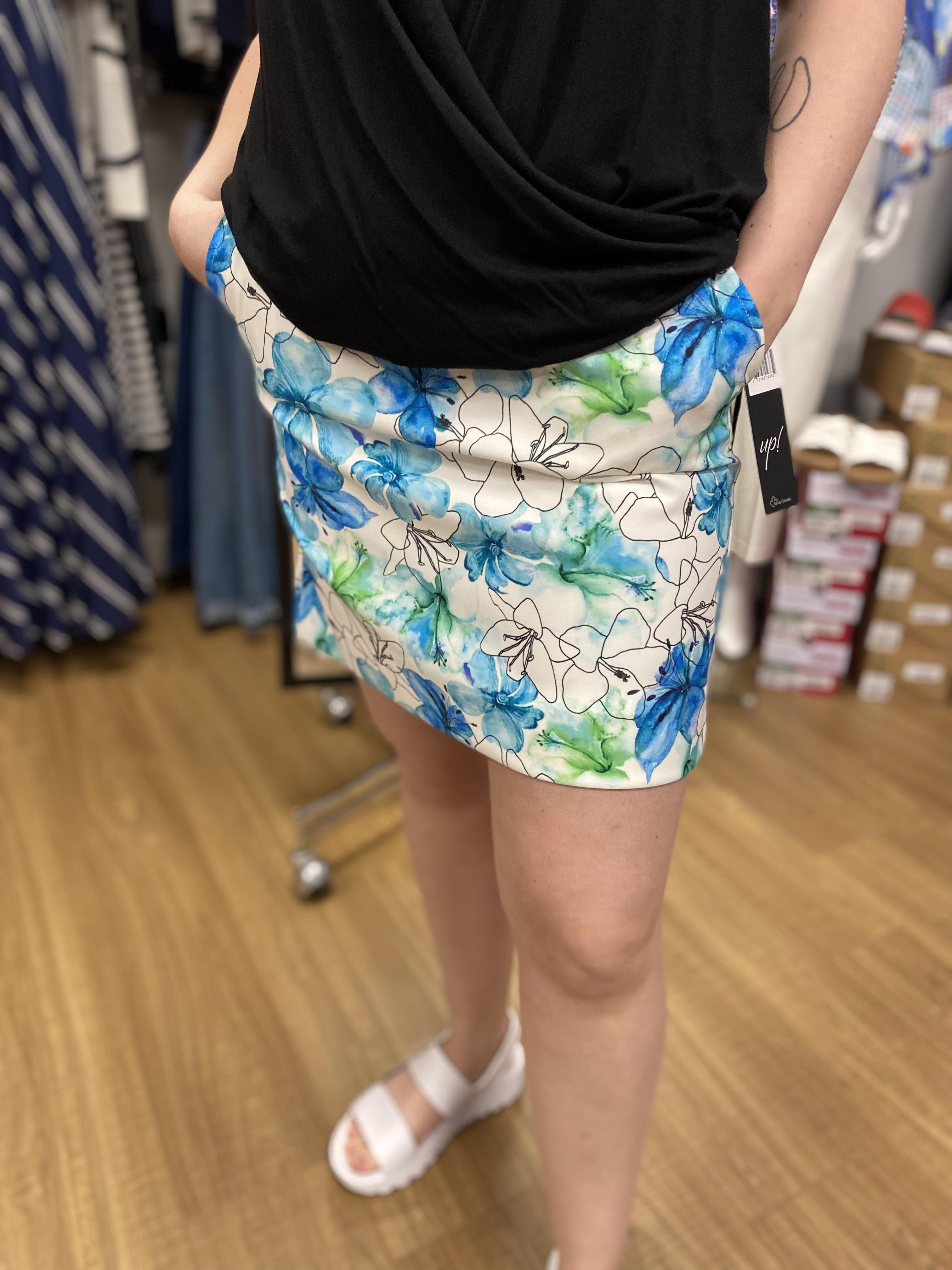 UP JUPE CULOTTE IMPRIMÉ FLORAL TURQUOISE