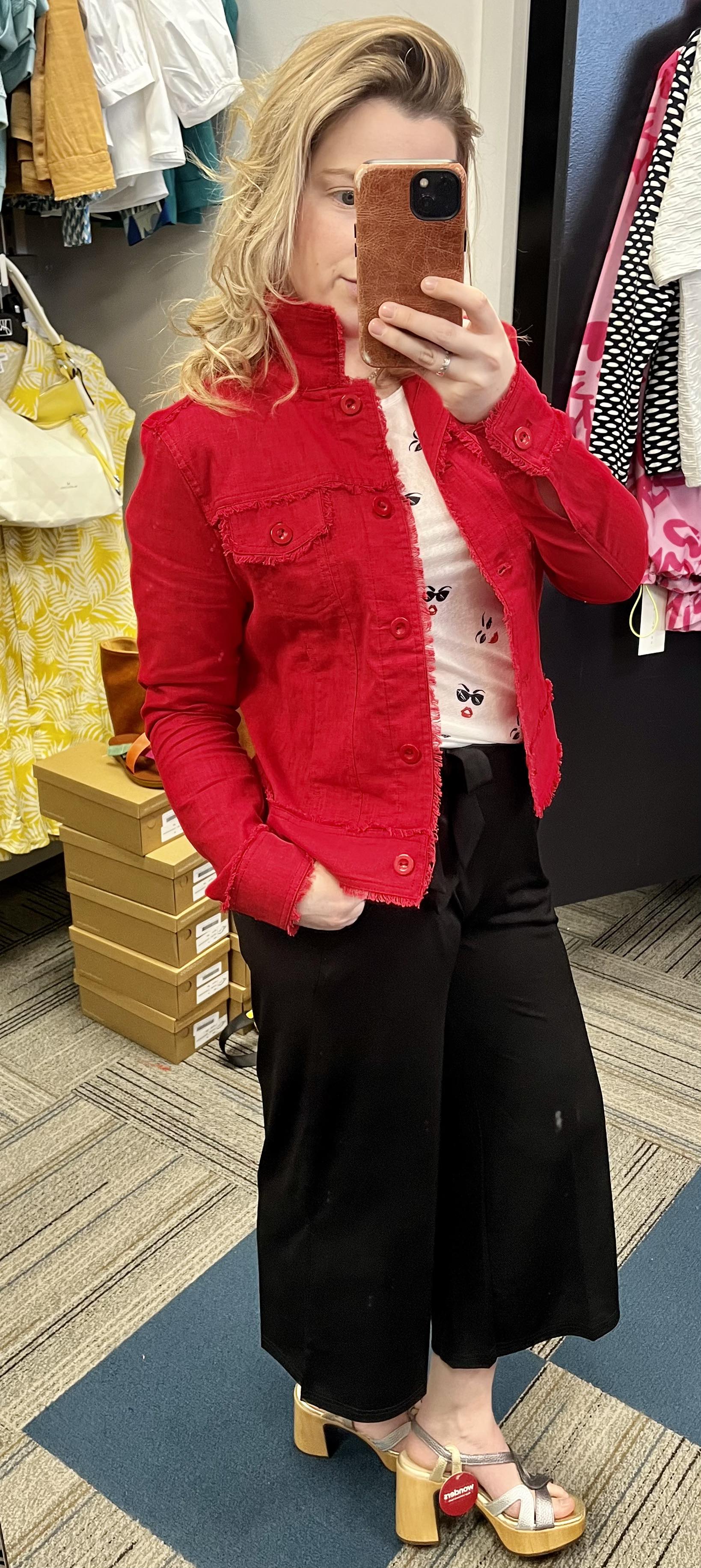 Orly veste rouge effet effiloché boutons