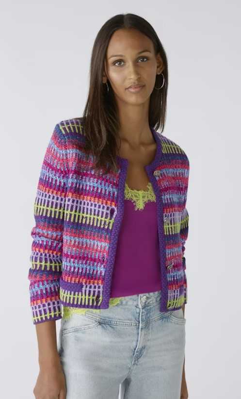 Oui veste boutons argent multi lilas rose