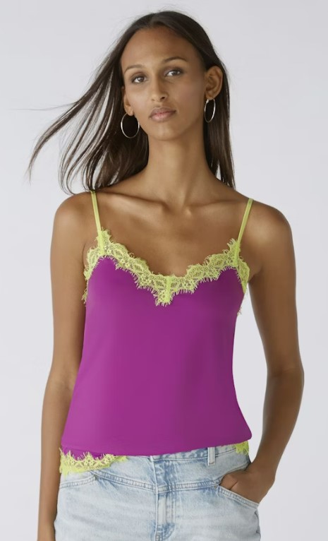 Oui camisole mini bretelles mauve lime