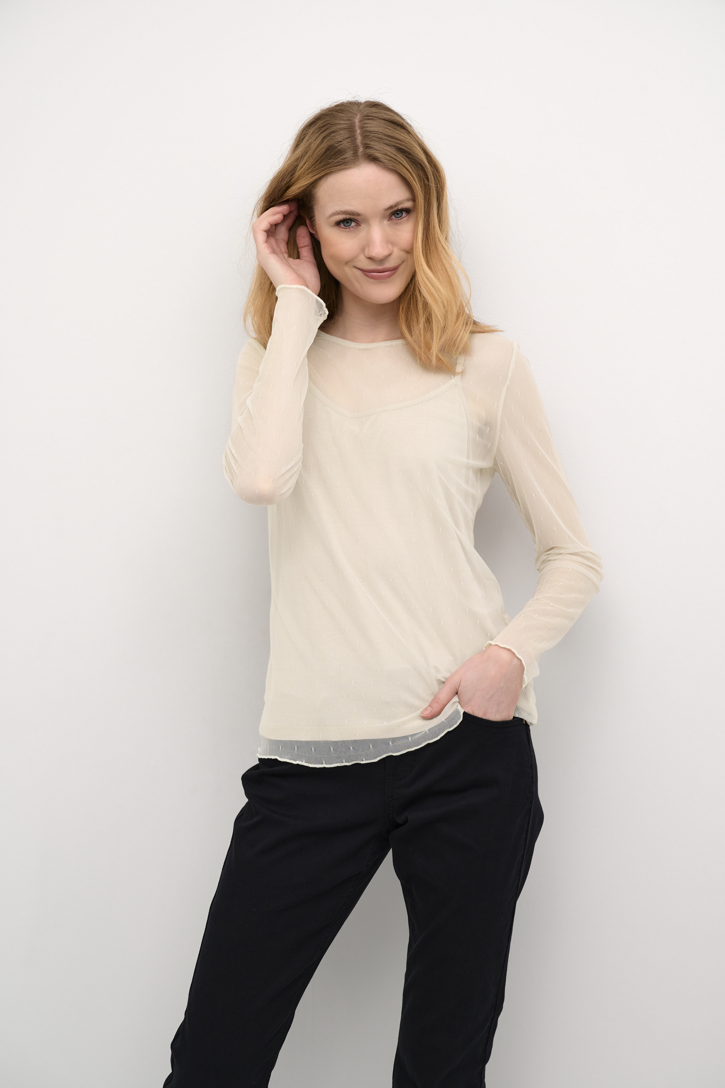 Cream Lamis ls blouse