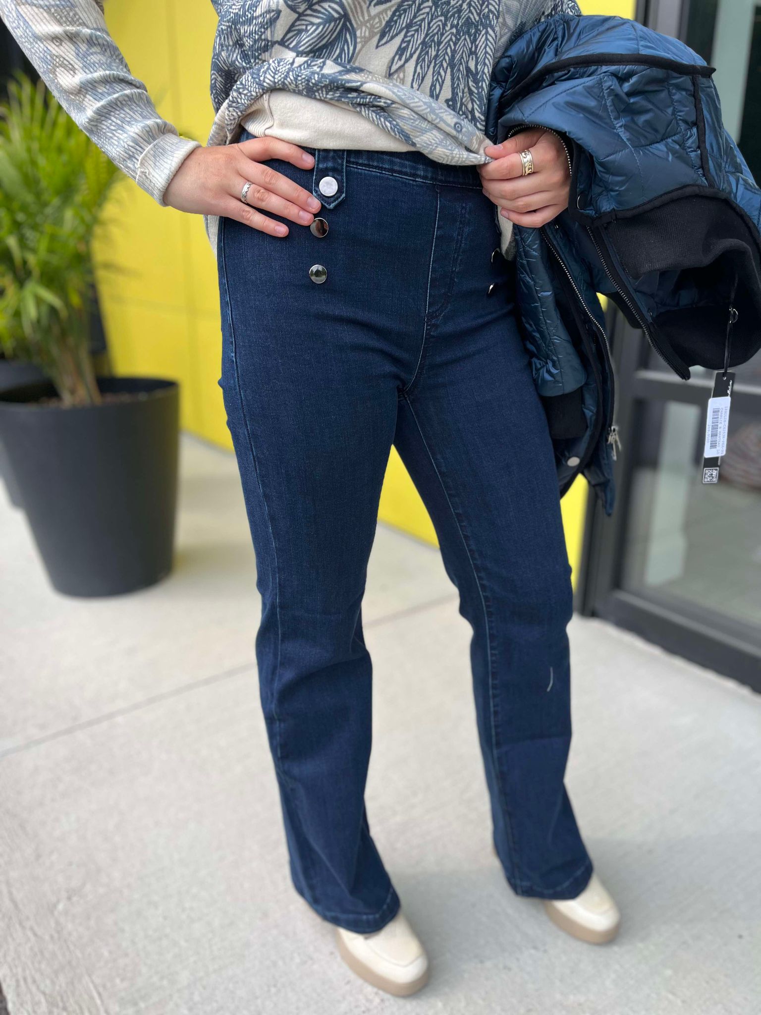 CHARLIE B jeans pull on flare leg bleu noir