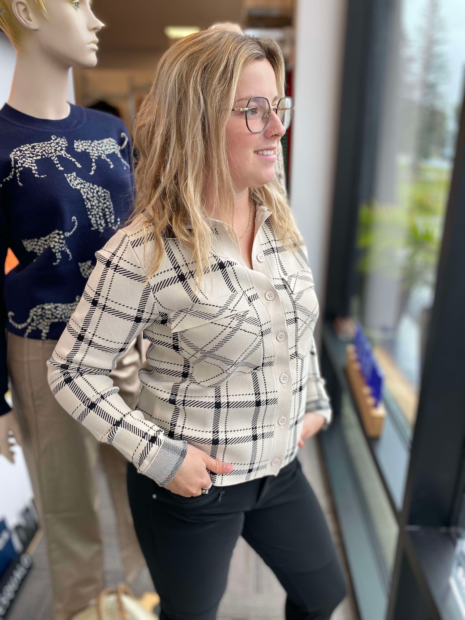 G-MAXX cardigan/veste à carreaux & ses boutons