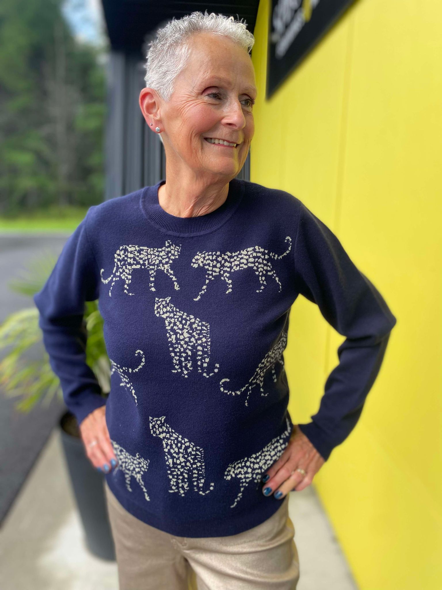 CHARLIE B sweater cheetah jacquard léopard