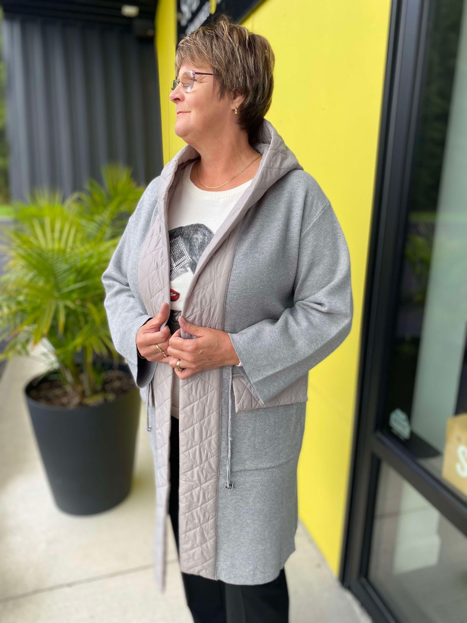 NESS cardigan long matelassé knit