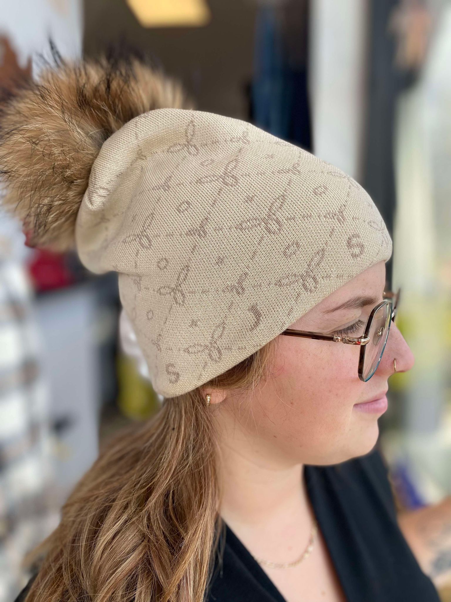 LAFLEUR tuque beige gitte pompom