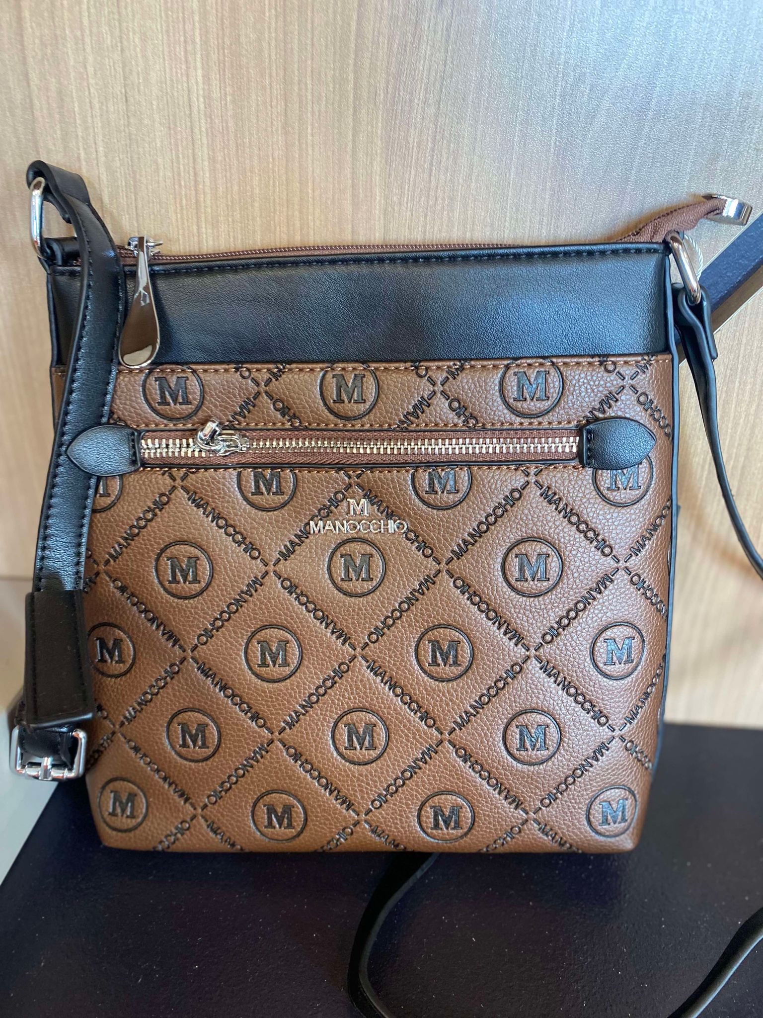 MANOCCHIO sac a mains taupe noir