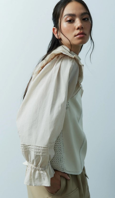 MELISSA NEPTON blouse manche longue bouffante textured