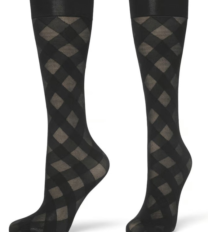 Hue Diagonal gingham knee high Bas aux genoux avec losanges