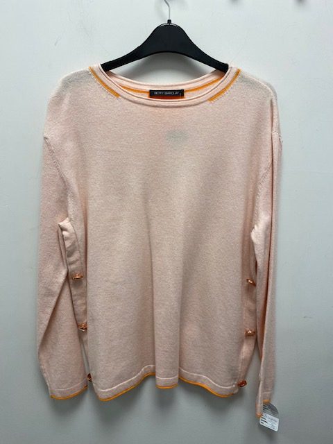 BETTY BARCLAY TRICOT ROSE PETITE LIGNE ORANGE BOUTON OR ROSE