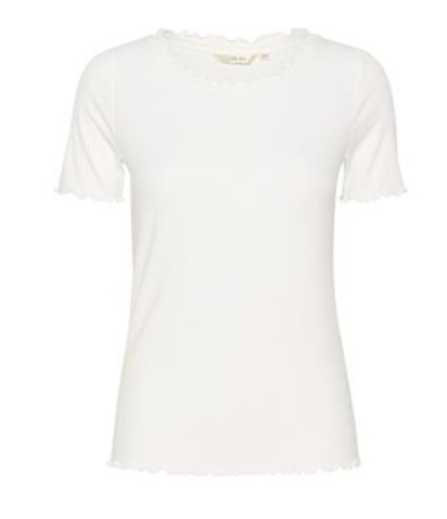 Cream Ribba T-shirt uni aux pourtours frisés