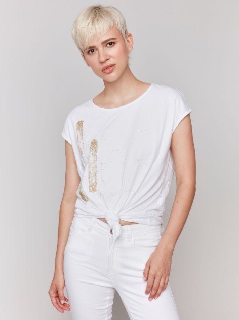 Charlie B T-shirt sans manche avec noeud devant