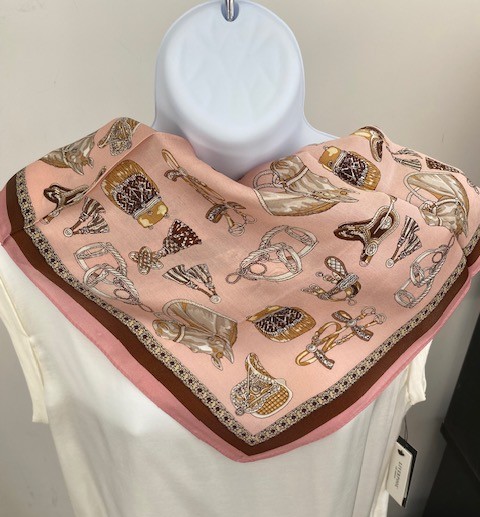 Tom & Eva Foulard carré en soie chevaux et brides