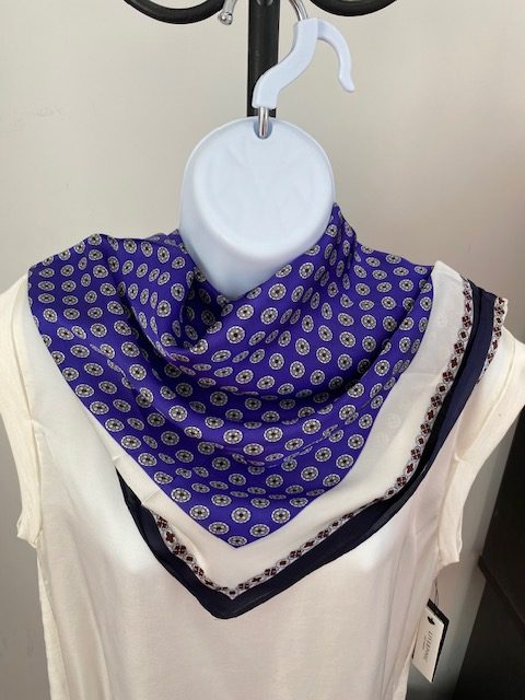Di Firenze Foulard genre soie bleu royal avec petits motifs
