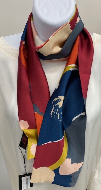 Di Firenze Foulard genre soie étroit et long avec fleurs