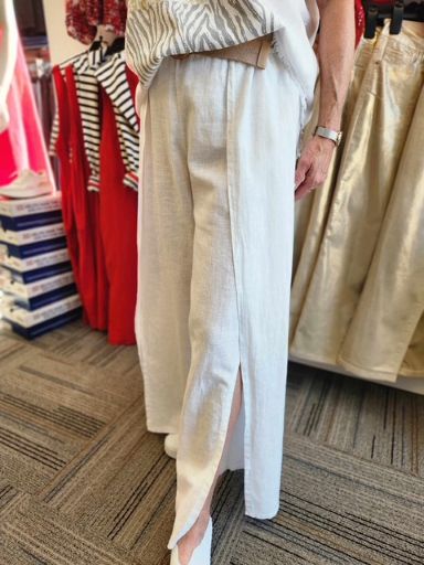 Paolo Tricot Palazzo en lin blanc fendu au devant