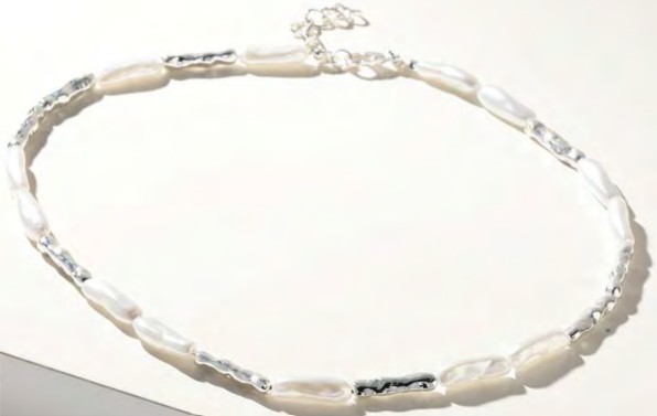 Merx Collier en perles oblongues et mailles pleines oblongues