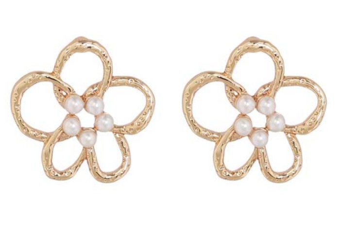 Merx Boucle d'oreille en forme de fleur milieu en perles (2 couleurs)
