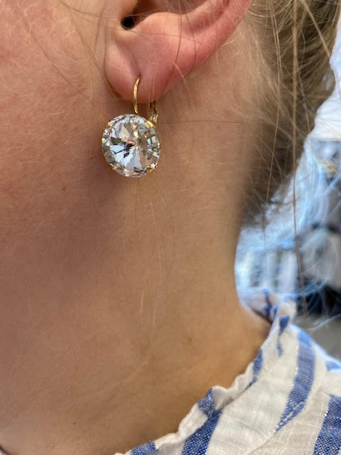 Merx Boucle d'oreille avec gros cristal transparent (2 couleurs)