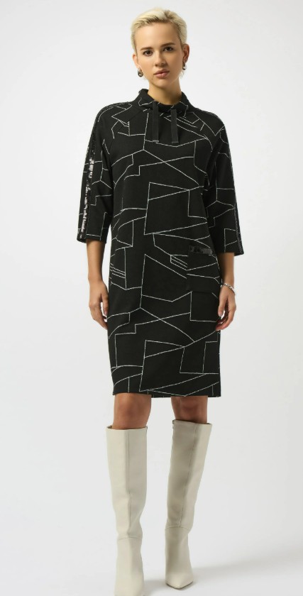 Joseph Ribkoff Robe coupe droite en tricot jacquard à imprimé abstrait