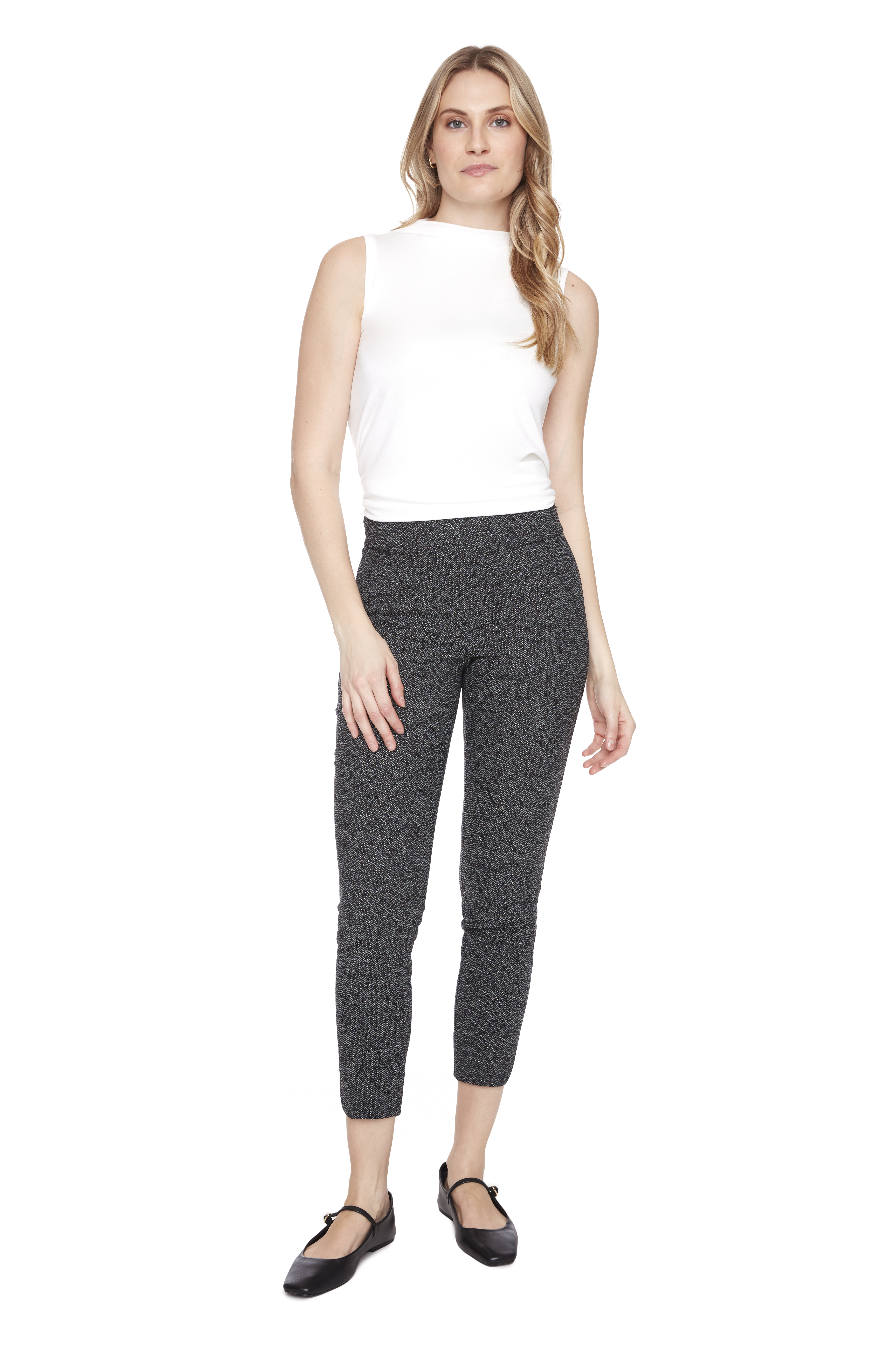 UP ! Pantalon cheville avec lurex bas pétale
