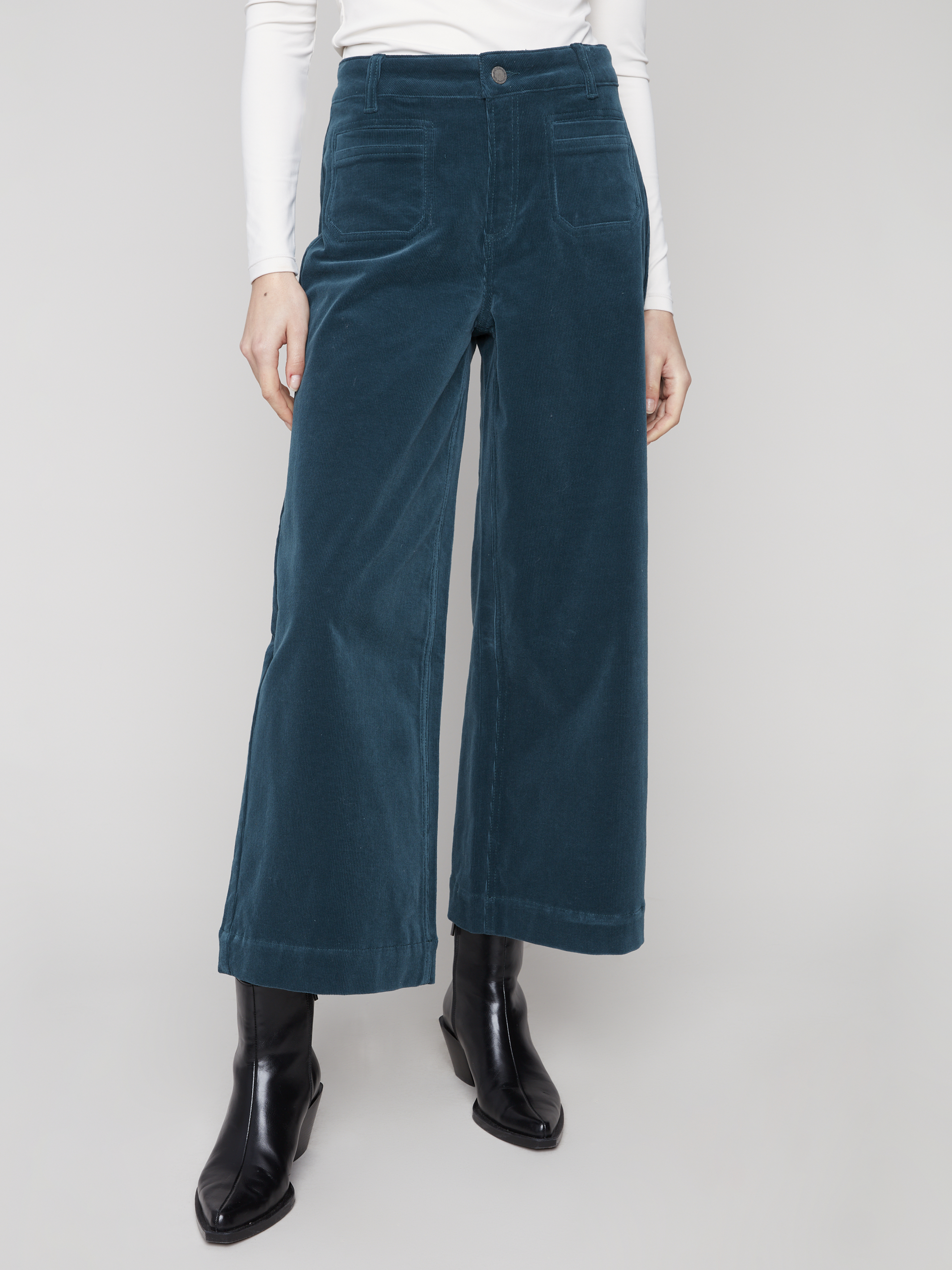 Charlie B Pantalon jambe large 7/8 avec fermeture éclair (3 couleurs)