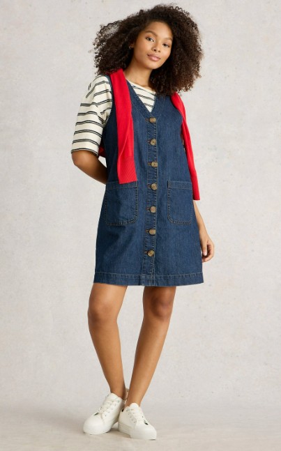 White Stuff Rose denim pinny robe sans manche en jeans