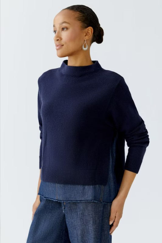 Oui Chandail manche longue col cheminée avec fausse chemise