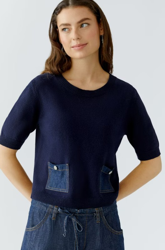 Oui Tricot manche courte avec poche de jeans
