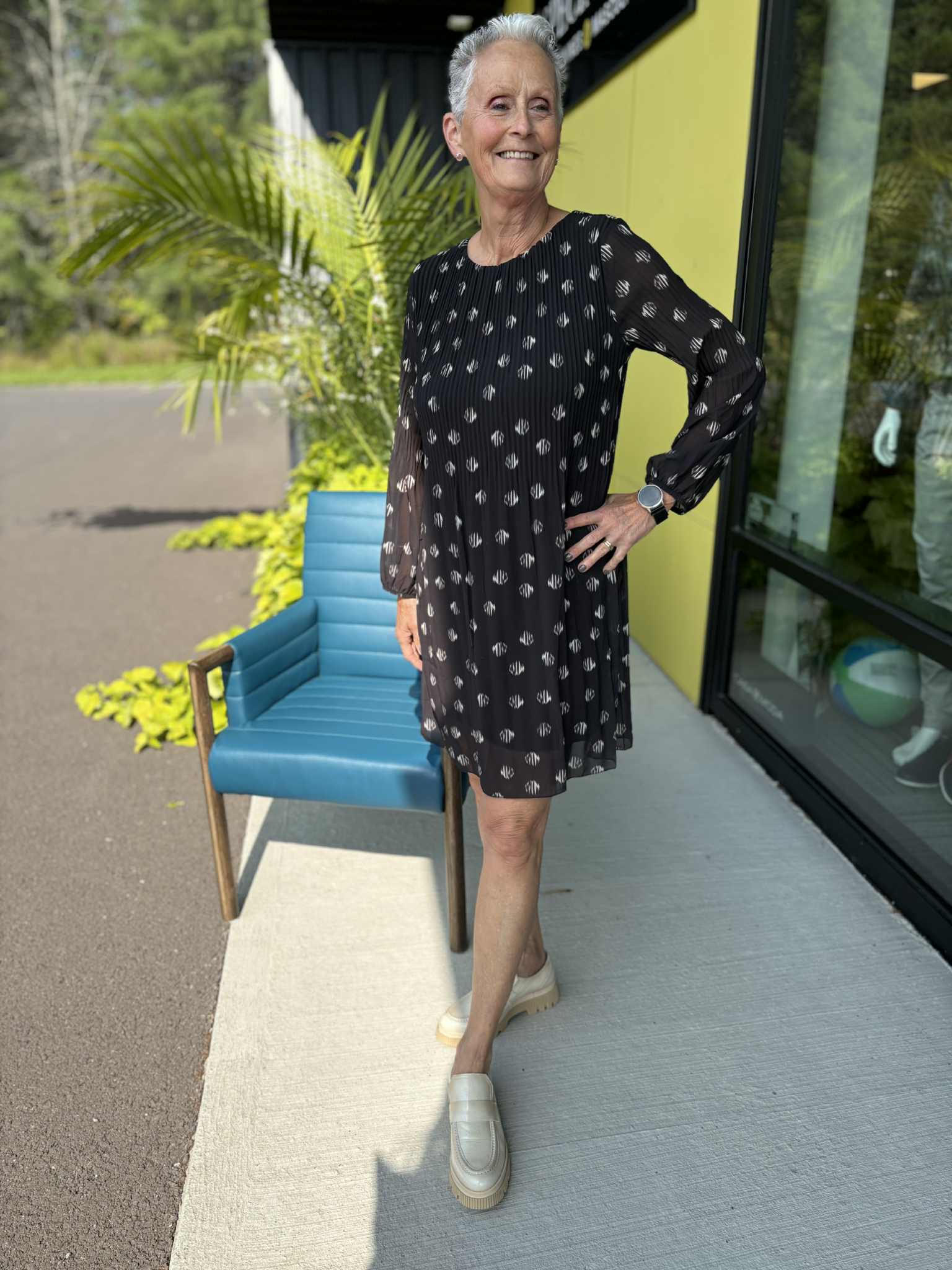 Pistache Georgette Robe plissée à pois