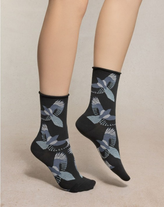 Bleuforêt Chaussettes Veloutées Oiseaux (2 couleurs)
