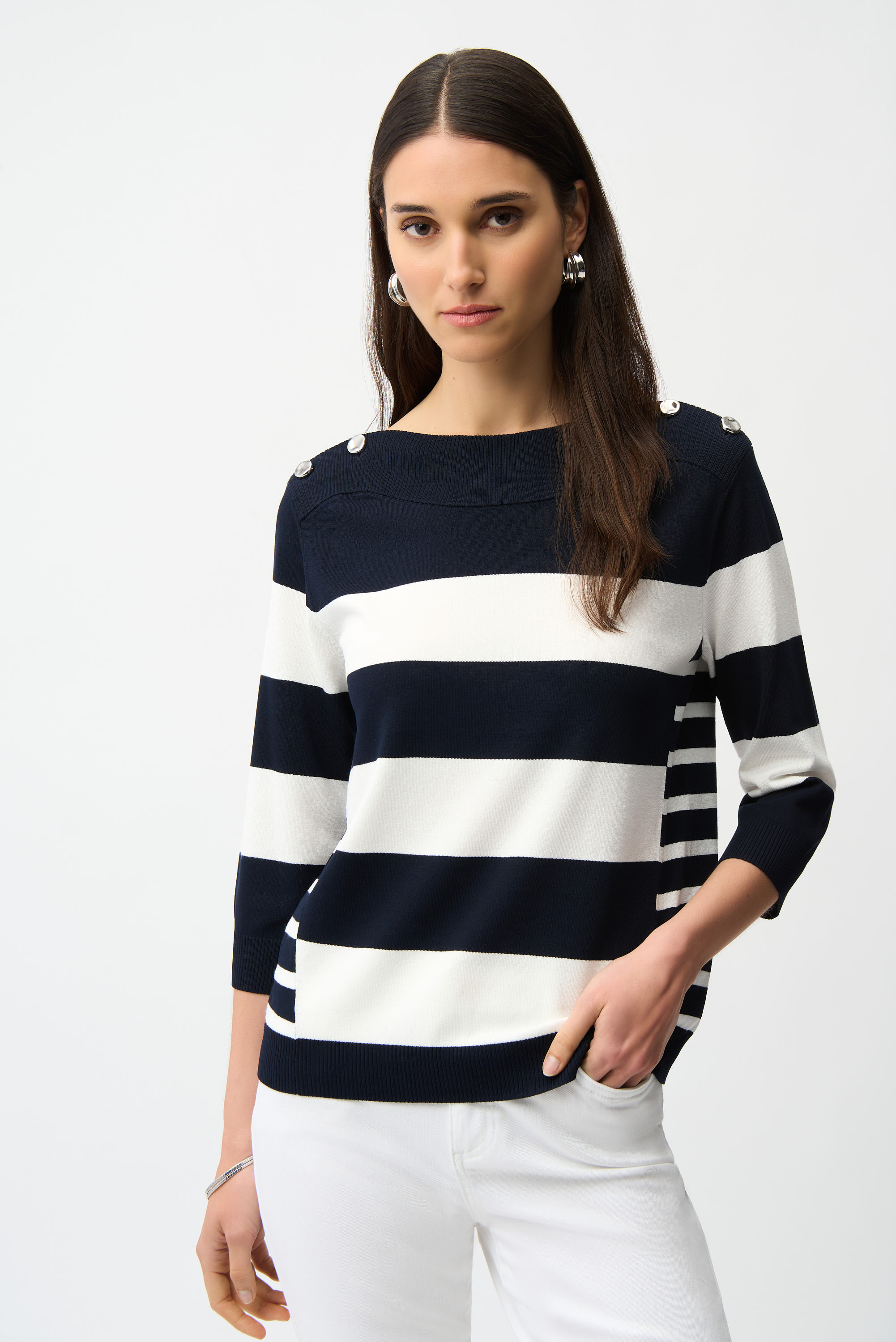 Joseph Ribkoff tricot viscose rayé encolure bateau