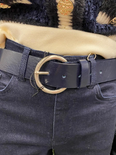 Medike Landes Ceinture plus large en cuir marine