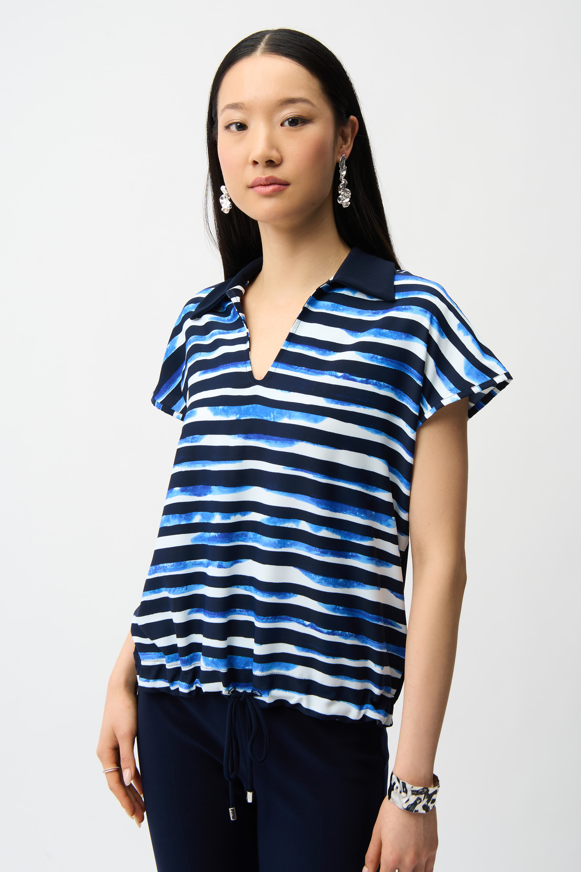 Joseph Ribkoff haut cocon rayures dos tricot soyeux