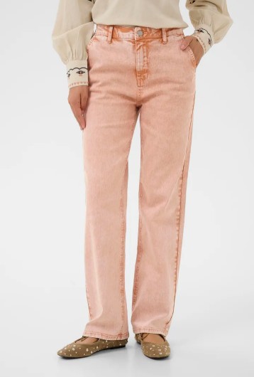 Cream Visti Jeans délavé jambe droite poche verticale