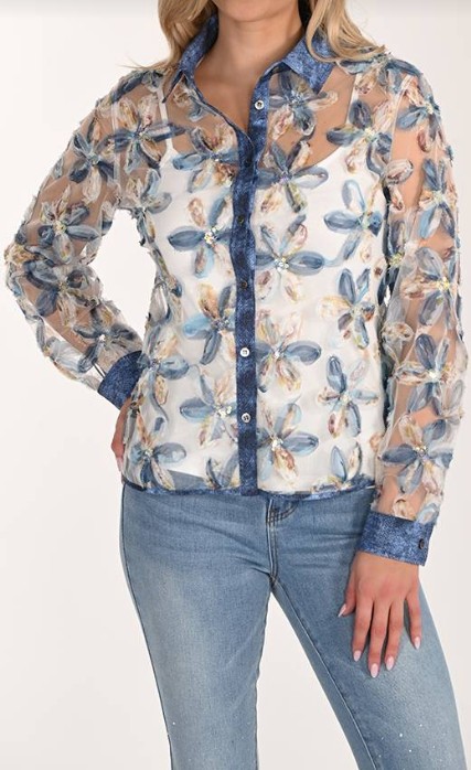 Frank Lyman Blouse imprimée translucide avec camisole intégrée