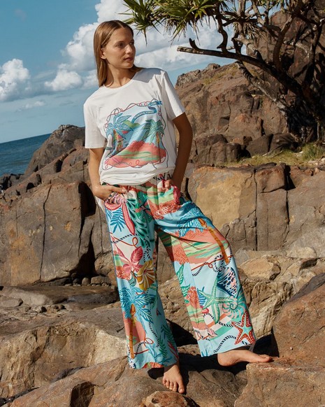 Betty Basics Rio reef pantalon jambe large imprimé