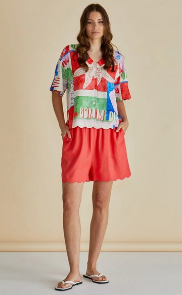 Betty Basics Seraphina short en mélange de lin taille élastique