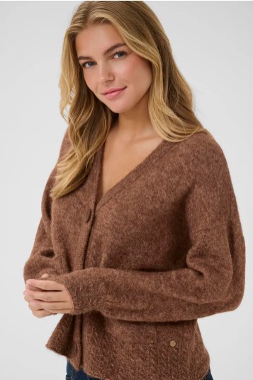 Cream Blues cardigan de tricot avec boutons