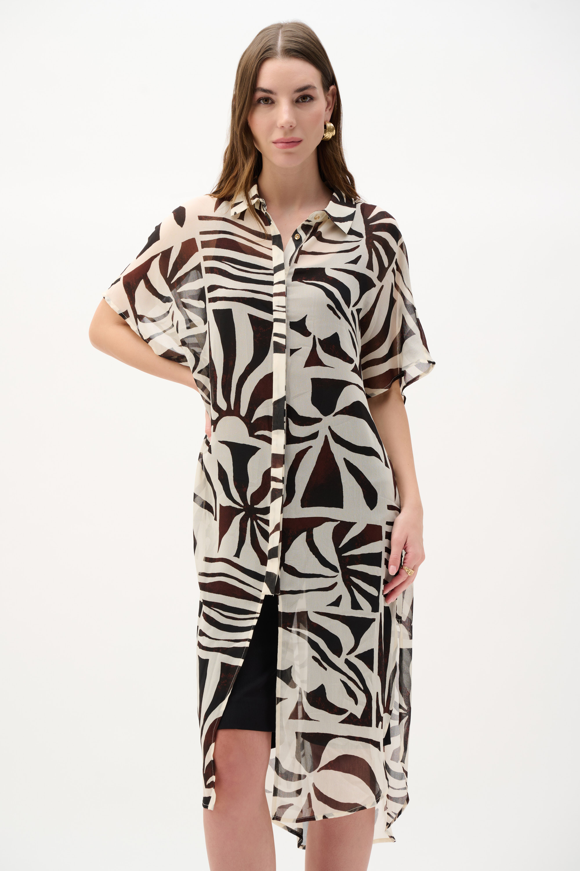 Joseph Ribkoff blouse droite mousseline imprimé tropical