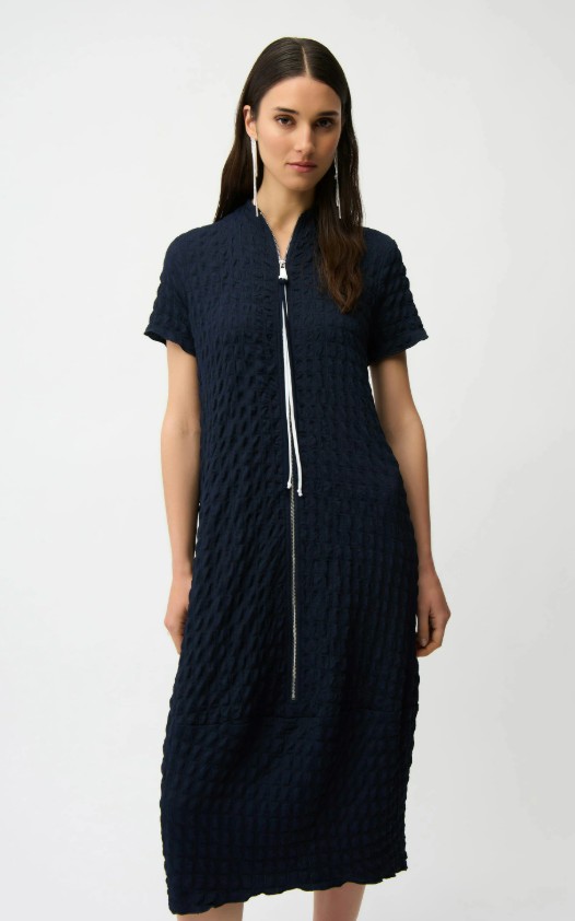 Joseph Ribkoff Robe cocon en tricot texturé avec fermeture éclair à l'avant