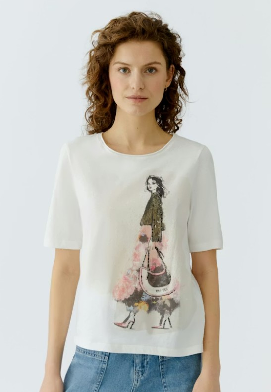 Oui t-shirt imprimé au centre madame