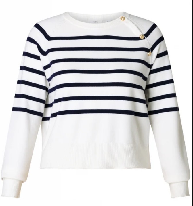Yest ibbie sweater rayé boutons or manche longue