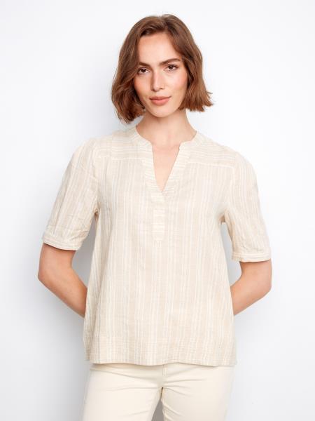 Charlie b blouse manche courte yarn dye stripe
