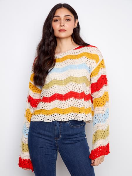 Charlie b haut manche longue crochet coloré