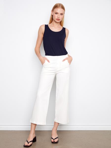Charlie B Pantalon jambe large avec dentelure croche