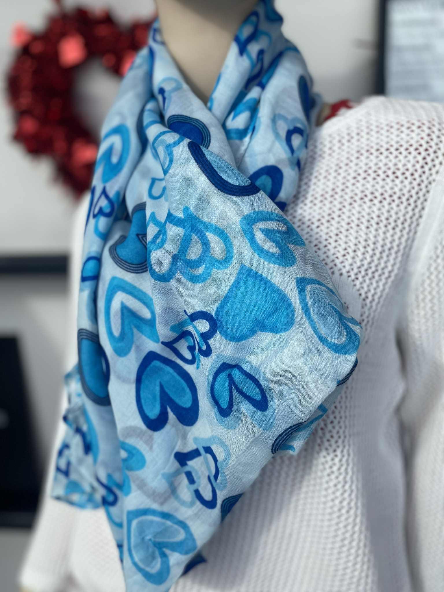 Tom & Eva foulard bleu coeurs