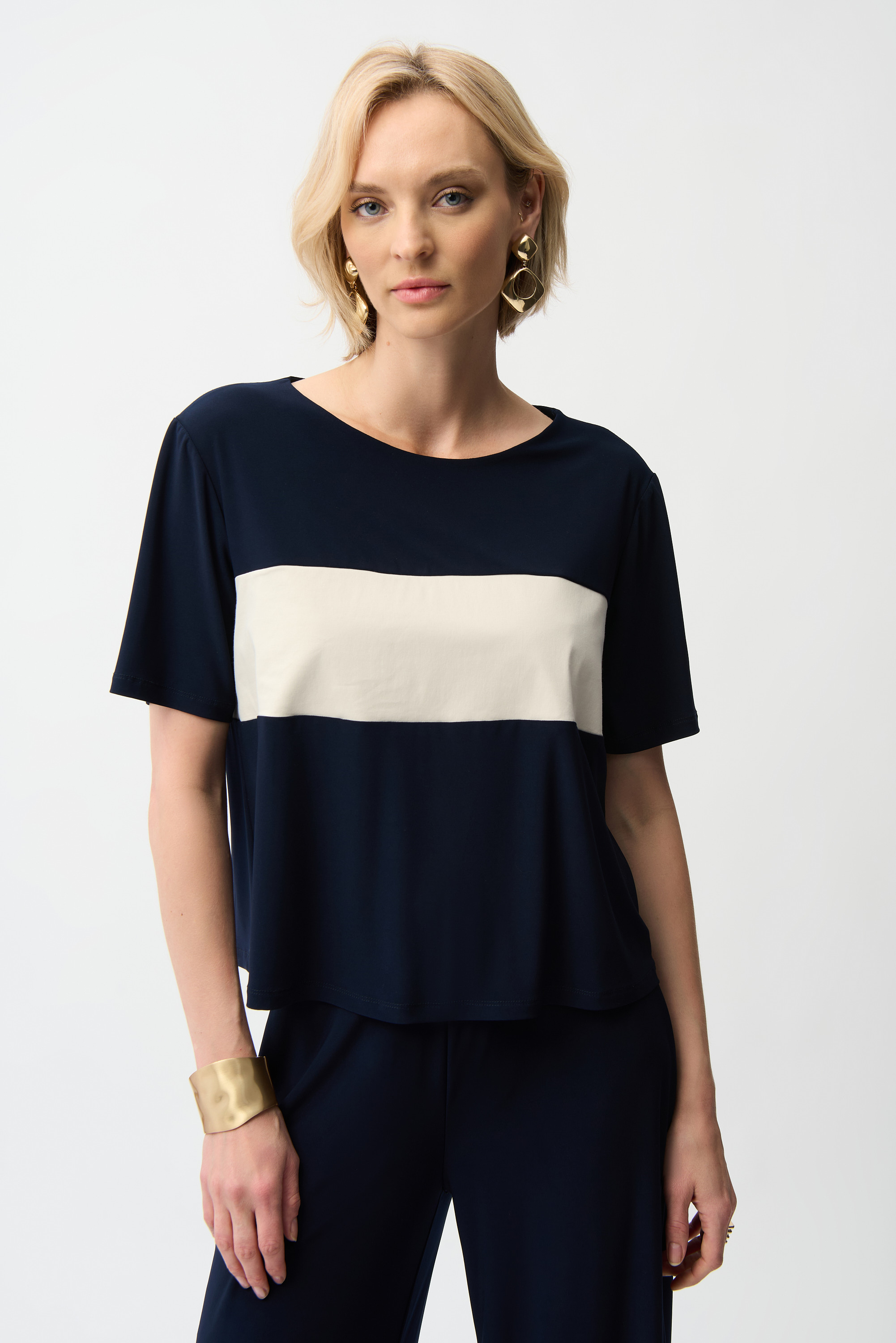 Joseph Ribkoff haut boxy tricot soyeux et popeline